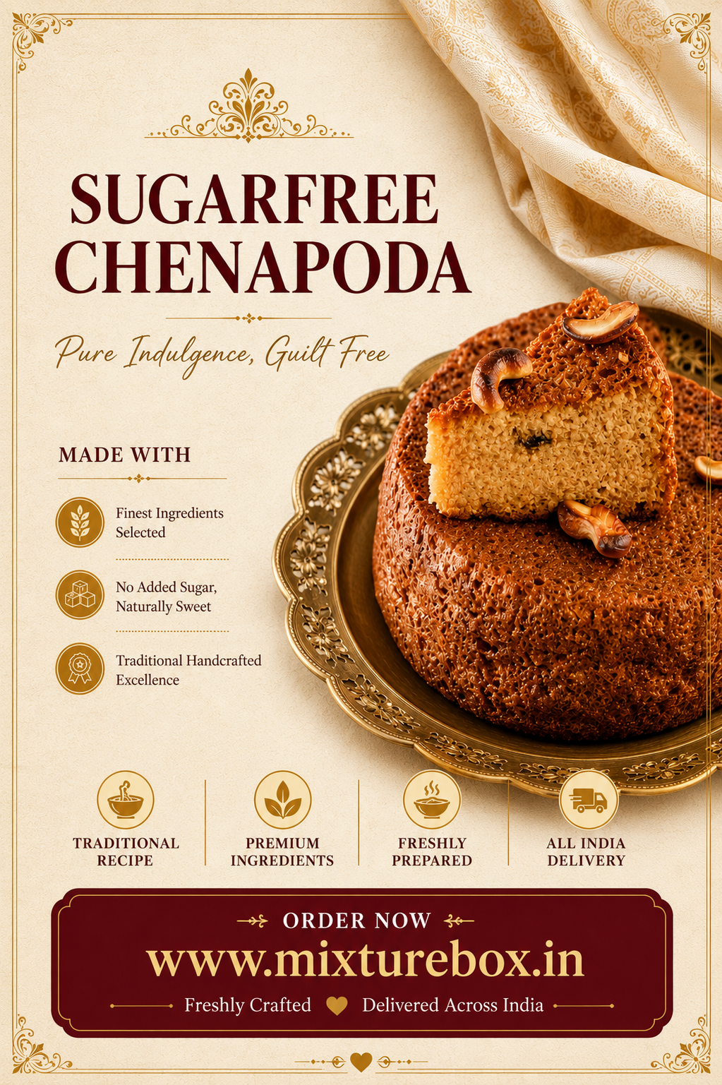 Buy Sugarfree Chenapoda Online | Mixturebox Odisha Sweets