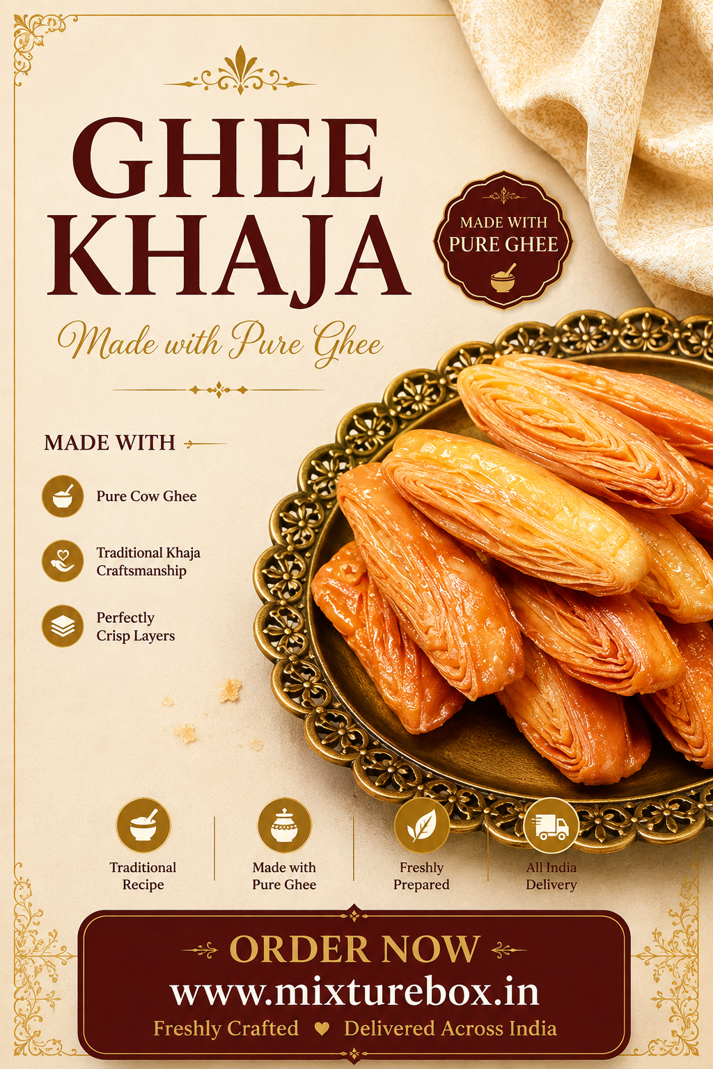 Authentic Ghee Khaja | Traditional Odisha Sweet
