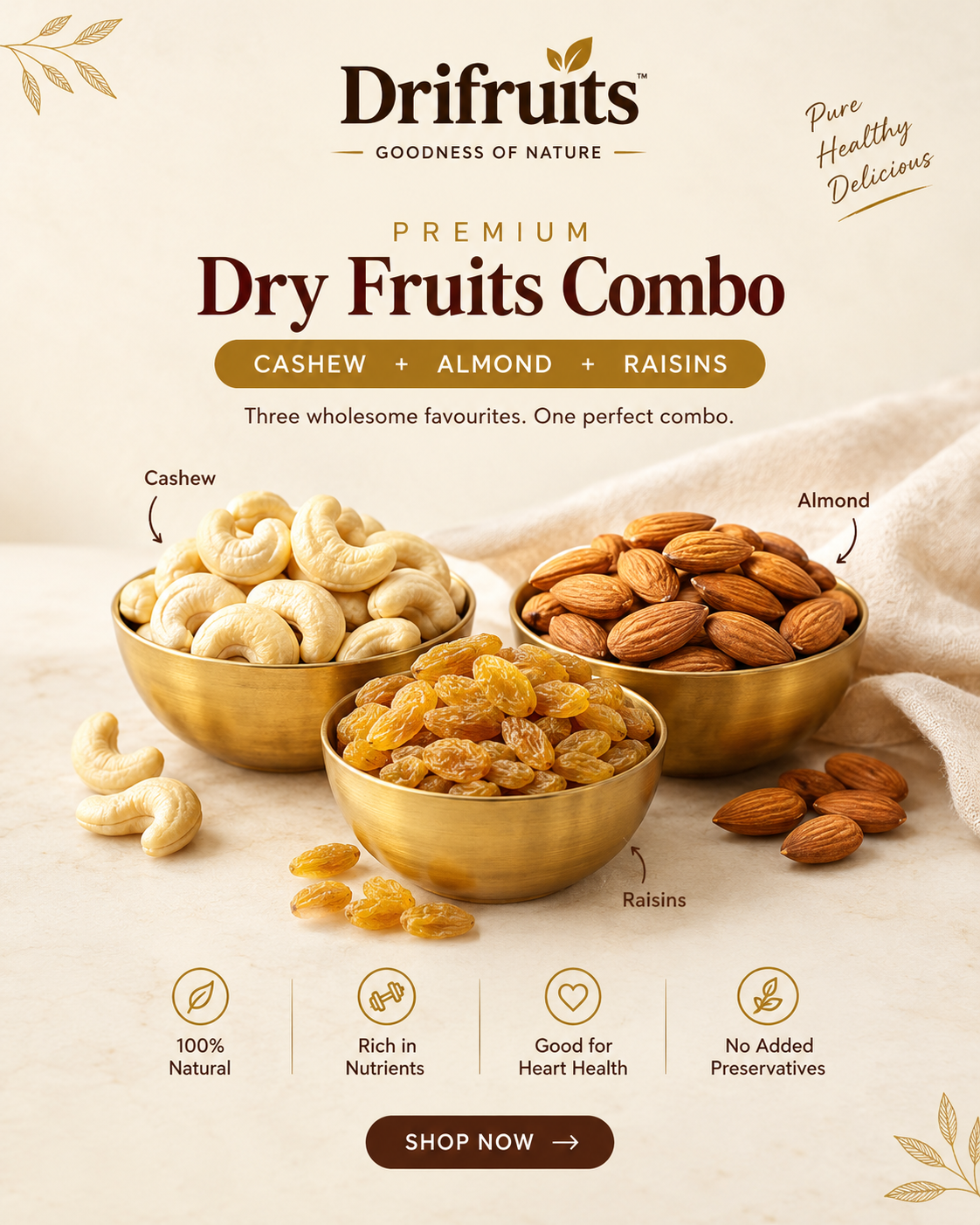 Drifruits  Combo – Cashew, Almonds & Raisins