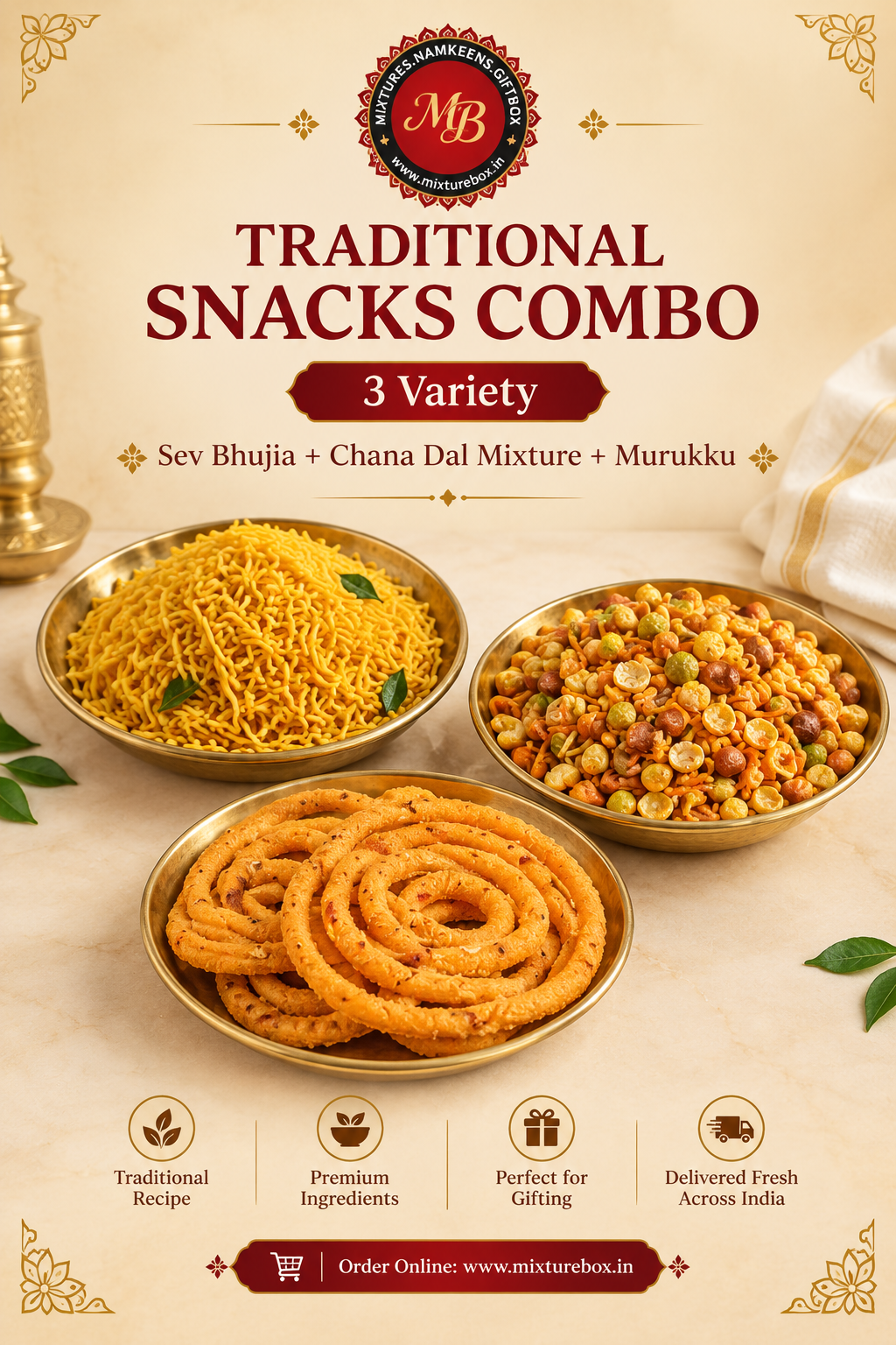 Traditional Snacks Combo – 3 Variety ( 400gms each)